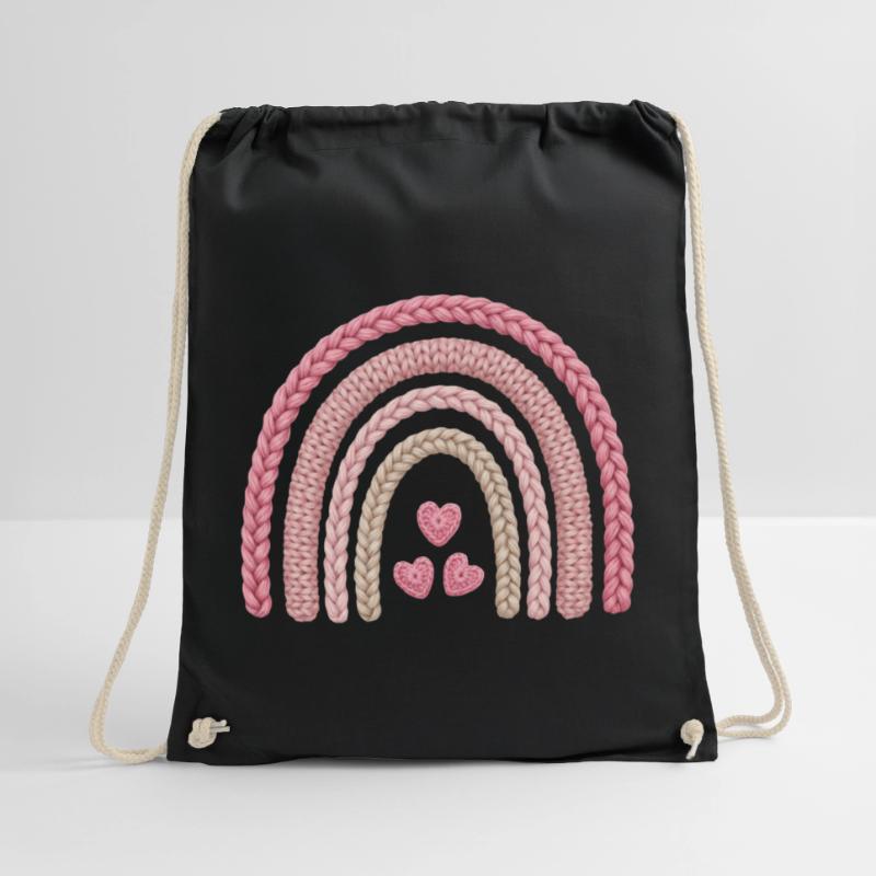 Rainbow Pink Knitting Pattern Drawstring Bag