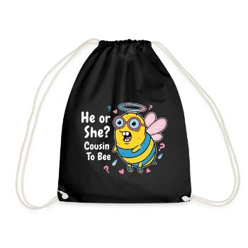 Révélation du sexe Baby shower Il/Elle, cousin à abeille - Sac de sport léger - noir - Devant