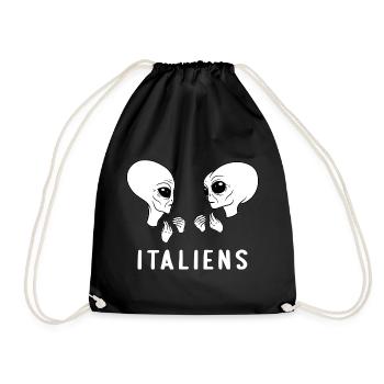 Lustiges Italienisches Alien Italien - Turnbeutel - Schwarz - Vorne