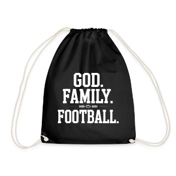 God. Family. Football. - Drawstring Bag - black - Front