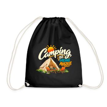 Camping ist meine Auszeit - Turnbeutel - Schwarz - Vorne