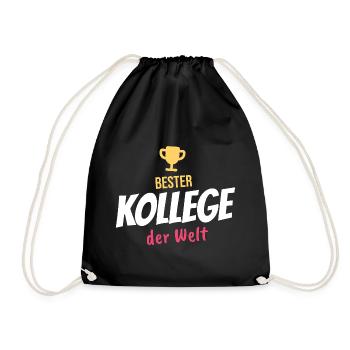 Bester Kollege der Welt – Geschenk fürs Büro - Turnbeutel - Schwarz - Vorne