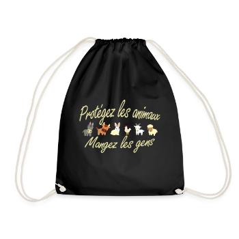 T-shirt Végétarien - Protégez les Animaux - Sac de sport léger - noir - Devant