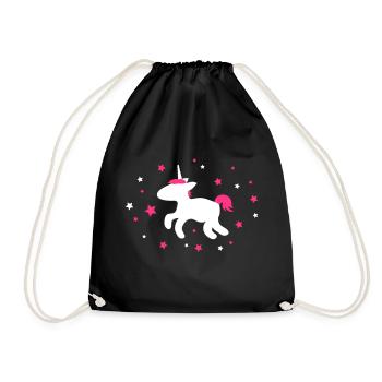 licorne mignon avec étoiles - Sac de sport léger - noir - Devant