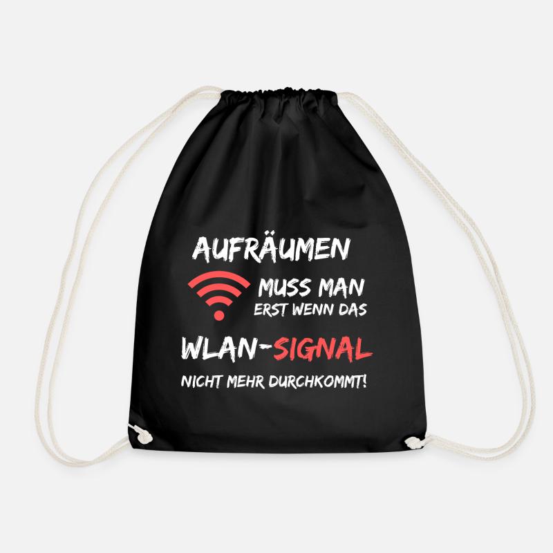 Aufräumen Wlan Signal Lustiger Spruch - Turnbeutel - Schwarz