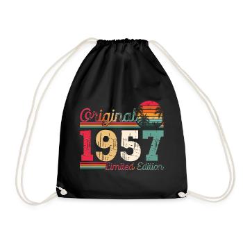 Né en 1957 66ème anniversaire Cadeau homme / femme - Sac de sport léger - noir - Devant
