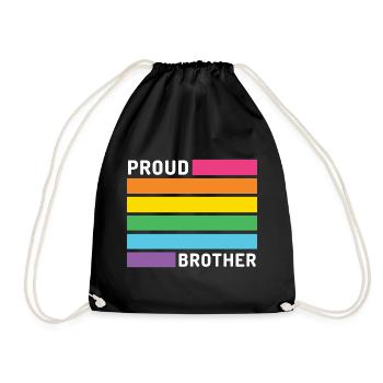 Pride Month LGBT - Proud Brother - Drawstring Bag - black - Front