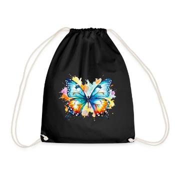 butterfly colorful colorful beautiful art nature - Drawstring Bag - black - Front