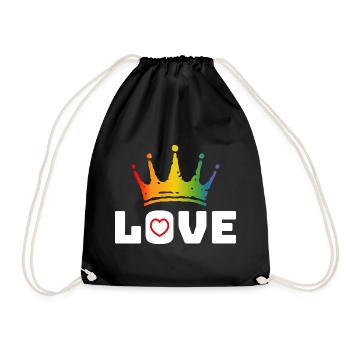 Love Heart rouge arc-en-ciel couronne blanc lgbt tshirt - Sac de sport léger - noir - Devant