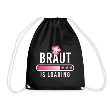 Braut is loading Junggesellinnenabschied JGA - Turnbeutel - Schwarz - Vorne