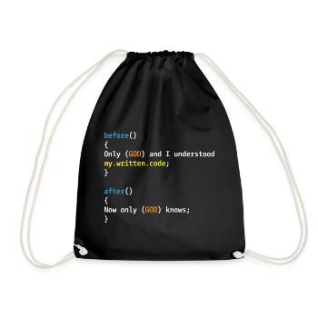 Only God and I understand my code - Drawstring Bag - black - Front