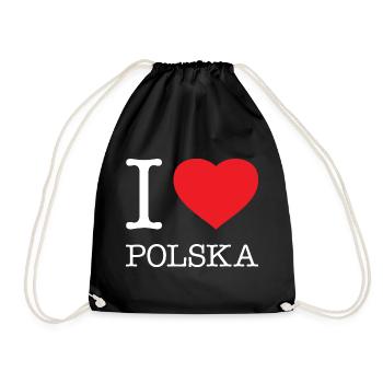 I LOVE POLSKA Poland Polen - Turnbeutel - Schwarz - Vorne