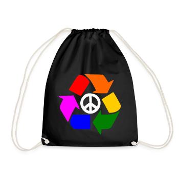 Peace lgbt sign - peace sign - Drawstring Bag - black - Front