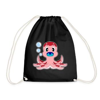 Octopus Baby Pacifier - Drawstring Bag - black - Front