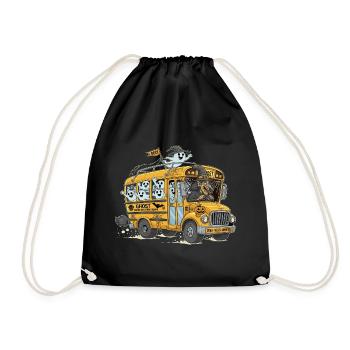 Haunted Ghost Bus Halloween Design - Drawstring Bag - black - Front