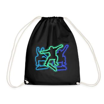 Skating Skateboarder Skater Silhouettes Skateboard - Drawstring Bag - black - Front