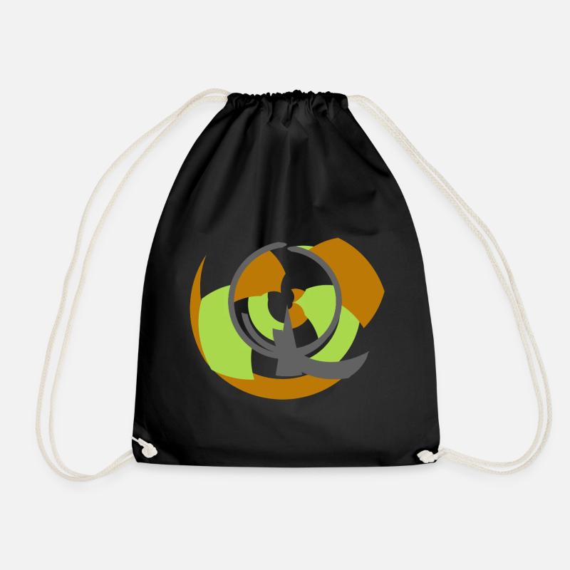 Spiral Orbit Abstract Geometry - Drawstring Bag - black