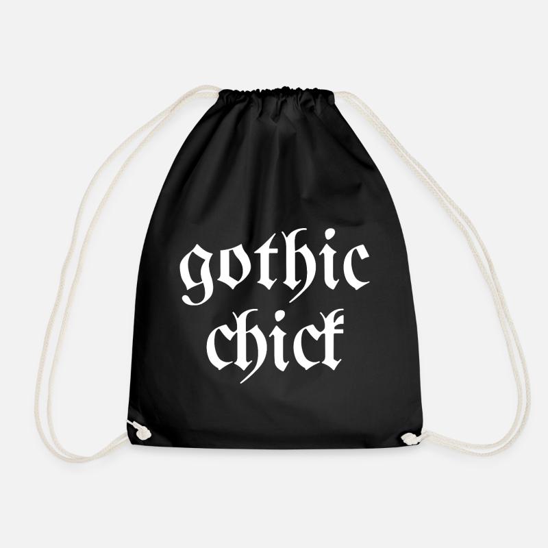Gothic chick Modern goth font saying - Drawstring Bag - black