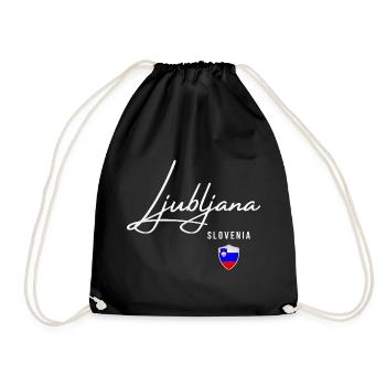 Ljubljana Slovenia, minimalist elegant design - Drawstring Bag - black - Front