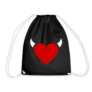 Little Devil Heart Horns - Drawstring Bag - black - Front