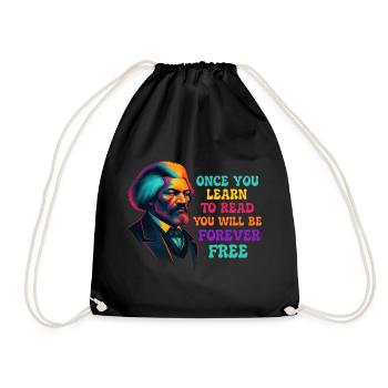 Once You Learn to Read You Will Be Free - Drawstring Bag - black - Front