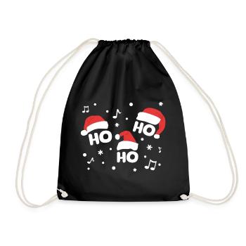 HO HO HO - Chapeaux de Noël avec notes de musique - Musique - Sac de sport léger - noir - Devant