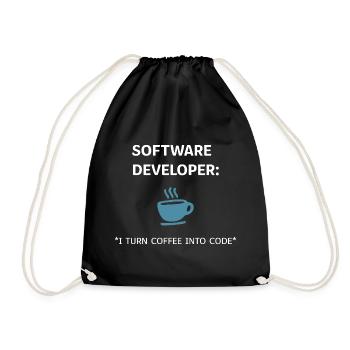 Software Developer - Coffee Edition - Turnbeutel - Schwarz - Vorne