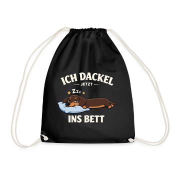 Dackel Kleidung Geschenke Ich dackel jetzt  - Turnbeutel - Schwarz - Vorne