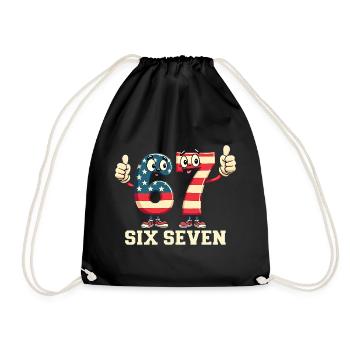 US Flag 67 Memes Six Seven - Drawstring Bag - black - Front