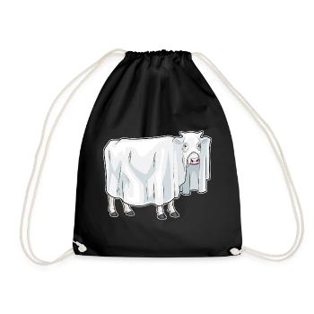 Vache Halloween fantôme - Sac de sport léger - noir - Devant