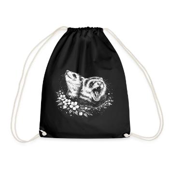 Ferrets in the Circle of Flowers - Drawstring Bag - black - Front