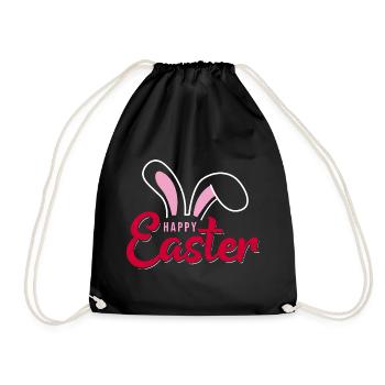 Happy Easter Bunny Scripture - Drawstring Bag - black - Front