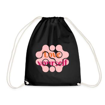 love yourself - Drawstring Bag - black - Front
