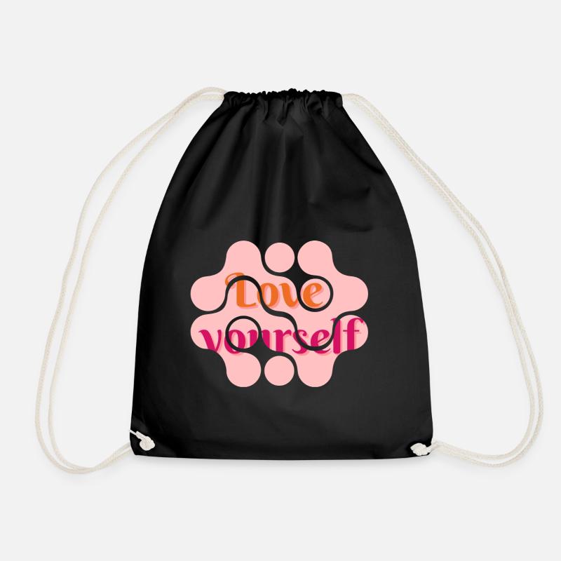 love yourself - Drawstring Bag - black