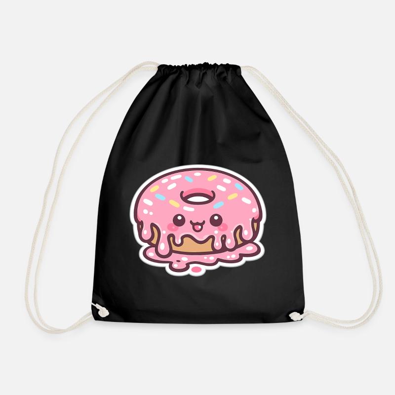 Kawaii Donut mit Zuckerguss - Turnbeutel - Schwarz