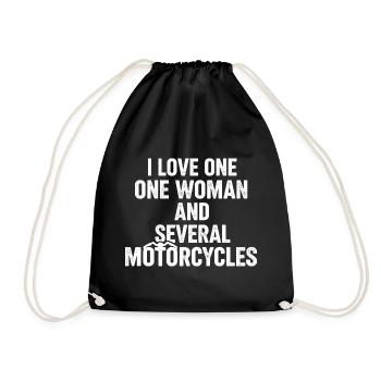 A Woman and Several Motorcycles: Biker Humor - Drawstring Bag - black - Front