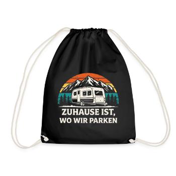 Zuhause ist wo wir parken Camping Shirt - Turnbeutel - Schwarz - Vorne