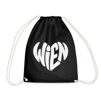 Vienna Typo Heart - Drawstring Bag - black - Front
