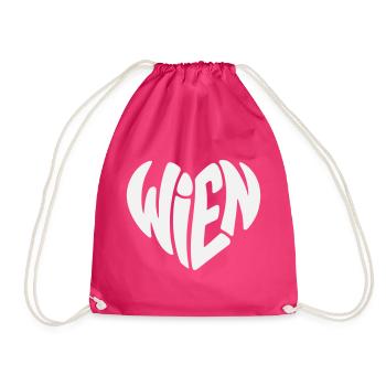 Vienna Typo Heart - Drawstring Bag - fuchsia - Front