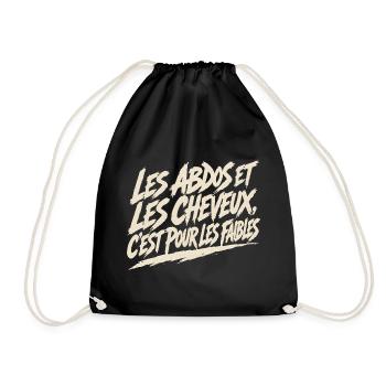 Pas d'abdos ni de cheveux - Humour pour homme - Sac de sport léger - noir - Devant