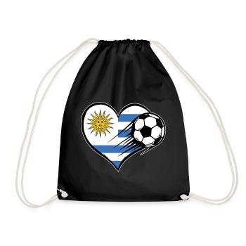 Uruguay Flag Football with Heart - Drawstring Bag - black - Front