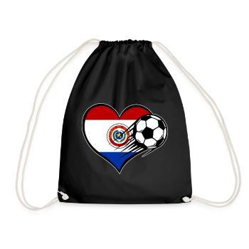 Paraguay Flagge Fußball mit Herz - Turnbeutel - Schwarz - Vorne