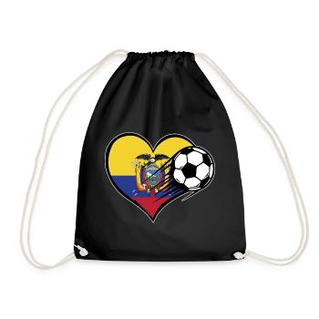 Ecuador Flag Football with Heart - Drawstring Bag - black - Front