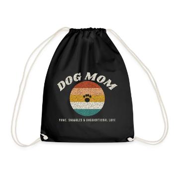Dog Mom Retro Vintage Sunset - Drawstring Bag - black - Front