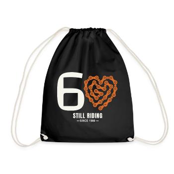60 Years Bicycle Still Riding Birthday Gift - Drawstring Bag - black - Front