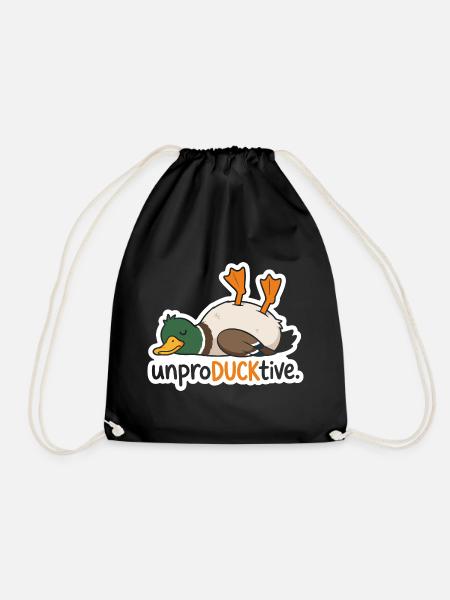UnproDUCKtive Duck Illustration - Turnbeutel - Schwarz