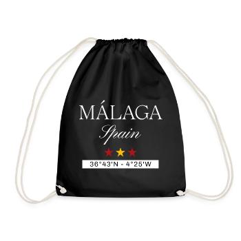 Málaga Spanien Souvenir – Reise minimalistisch - Turnbeutel - Schwarz - Vorne