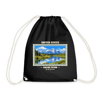 Vereinigte Staaten Grand Teton Vintage Reisemarke - Turnbeutel - Schwarz - Vorne