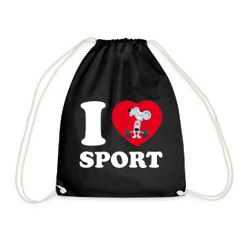 i love sport [white] - Drawstring Bag - black - Front