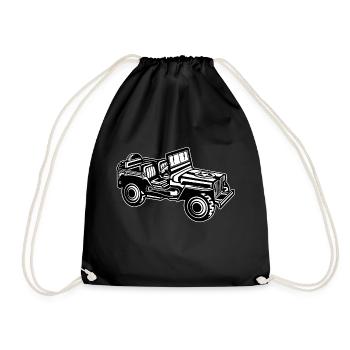 Geländewagen / Jeep SUV 01_schwarz weiß - Turnbeutel - Schwarz - Vorne